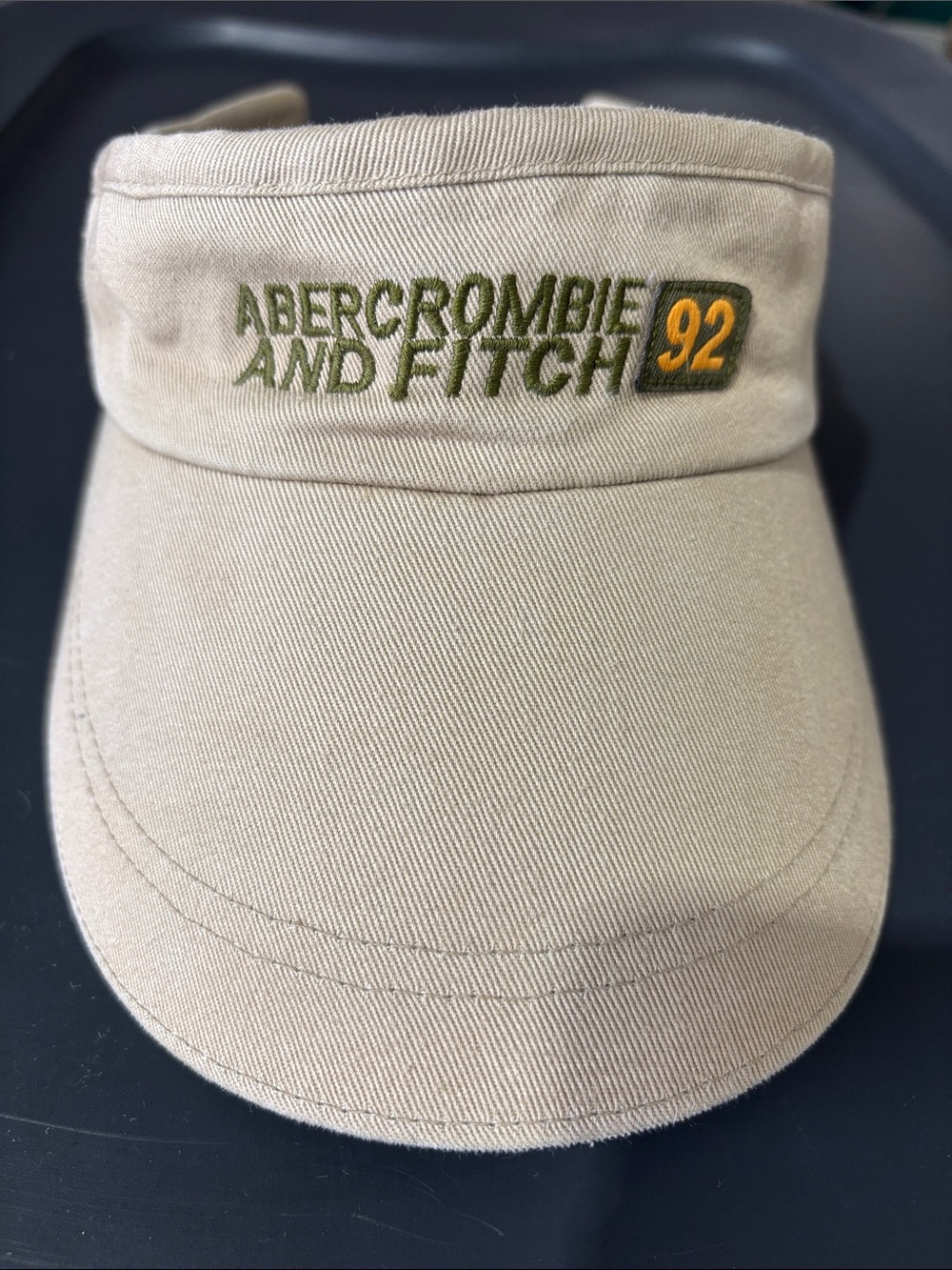 Abercrombie & Fitch Beige Visor with Green Logo and Yellow '92'